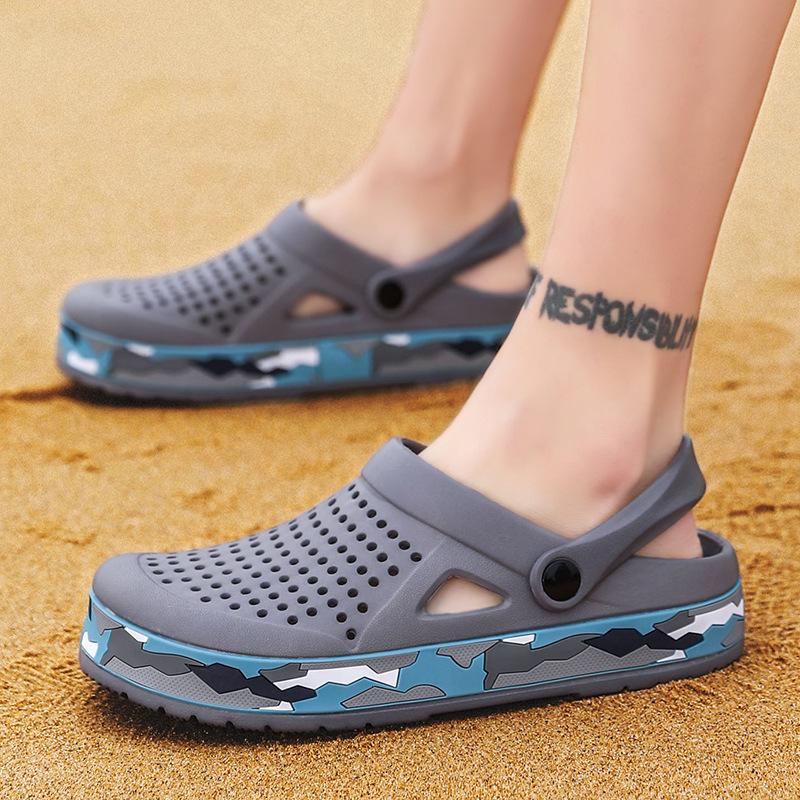 Spring and summer new camouflage circumference beach shoes slippers EVA hole shoes bag head sandals