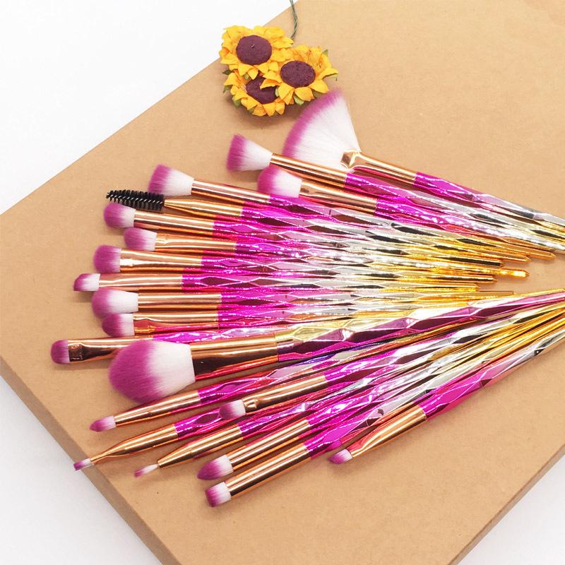 20 Makeup Brush Set Diamond Clear Handle Eyeshadow Makeup Brush Multifunctional Eye Beauty Tool