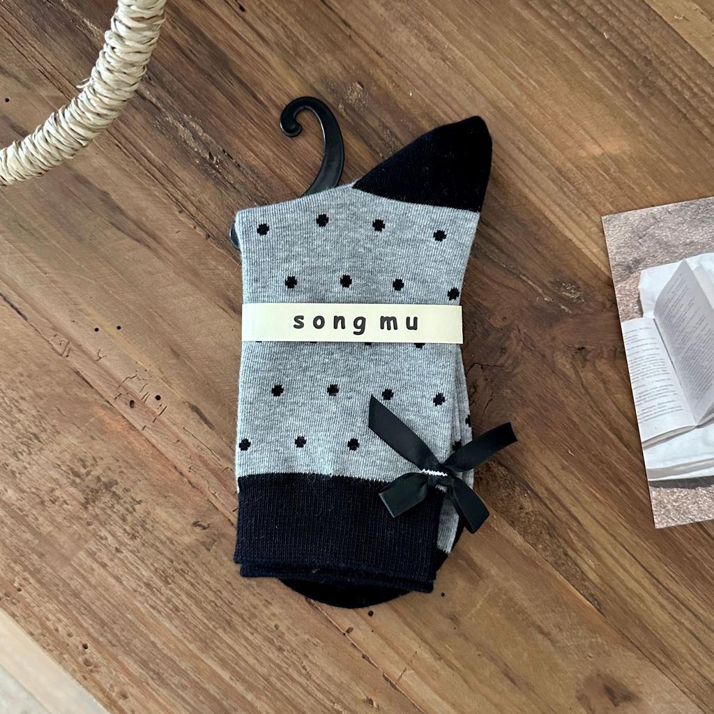 Women's New Autumn and Winter Bow in The Tube Pile Socks