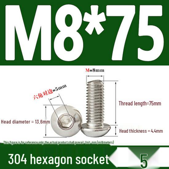 ISO7380 Stainless Steel Hex Drive Dome Head Screws - M2 to M16