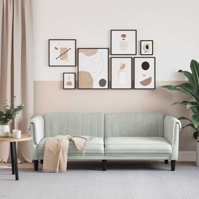 VidaXL Canapé à 3 Places, Siège avec Accoudoirs et Dossier, Meuble de Salon Salle de Séjour Intérieur, Moderne, Gris Clair 372585