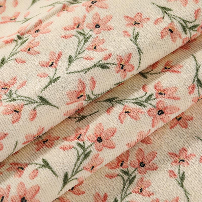 New corduroy fabric Small floral women's fashion casual wear material printed corduroy nylon polyester fabric DIY handmadesewing