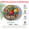2D Flat 1pc, 8x8 in, Vintage Skol Beer Viking Design Aluminum Metal Decorative Signs & Plaques, Round Door Mount Metal Wall Decor for Bar, Cafe