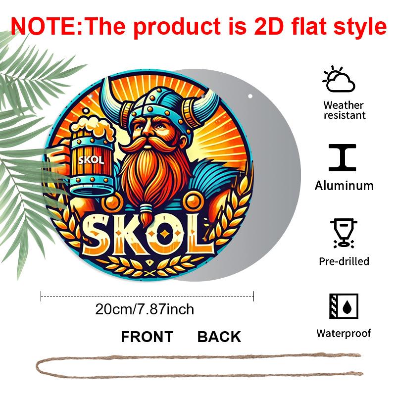 

Плоский 2D, 1 шт., 8x8 дюймов, Винтажный дизайн Viking пива Skol, Алюминиевый металлический декоративный знак и табличка, Круглый настенный металлический декор для крепления на дверь, для бара, кафе 1pc