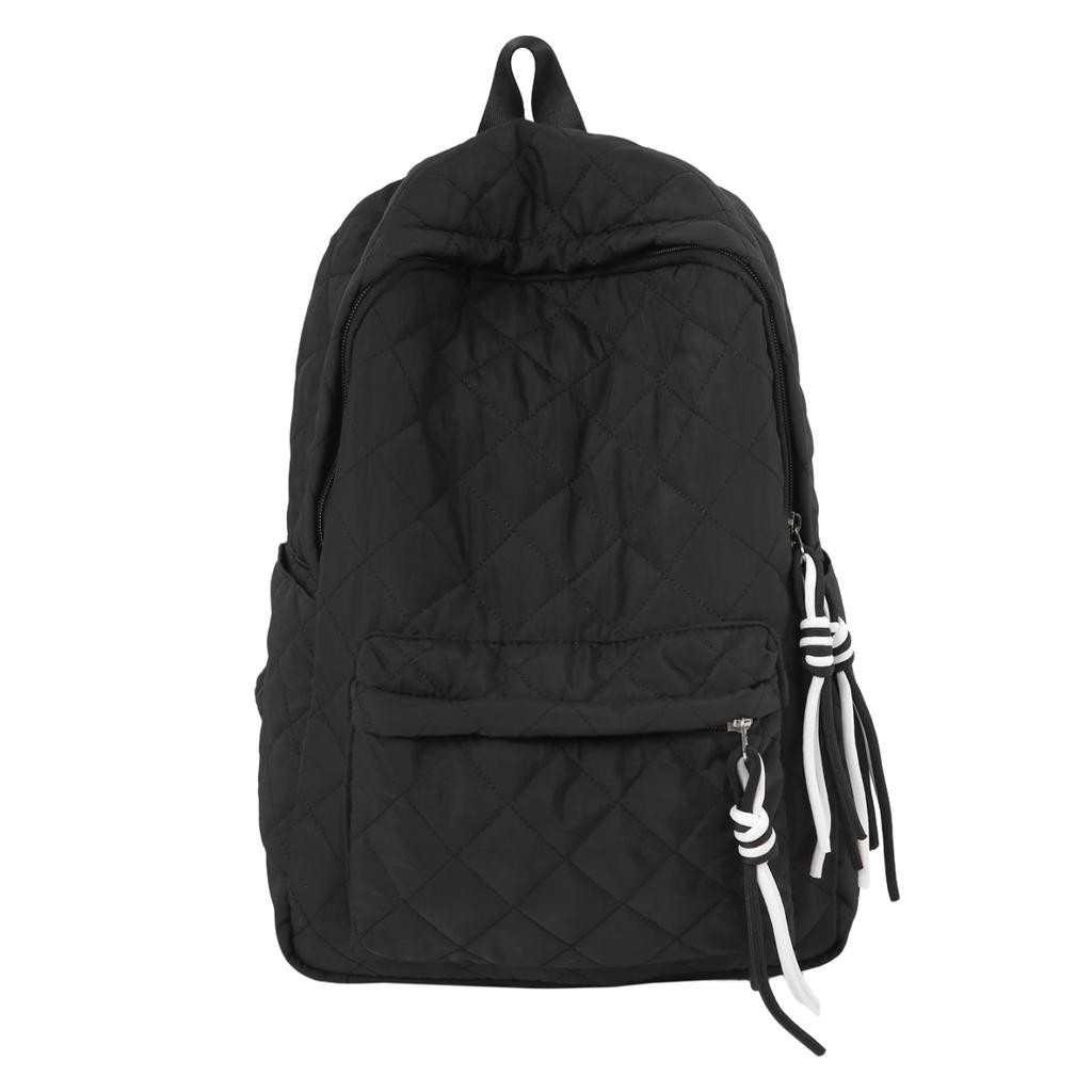 Lightweight Quilted Backpack Casual Fashion Daily Bag Large Capacity School Bag for Students Minimalist Design Commute Travel with Functional Pockets
