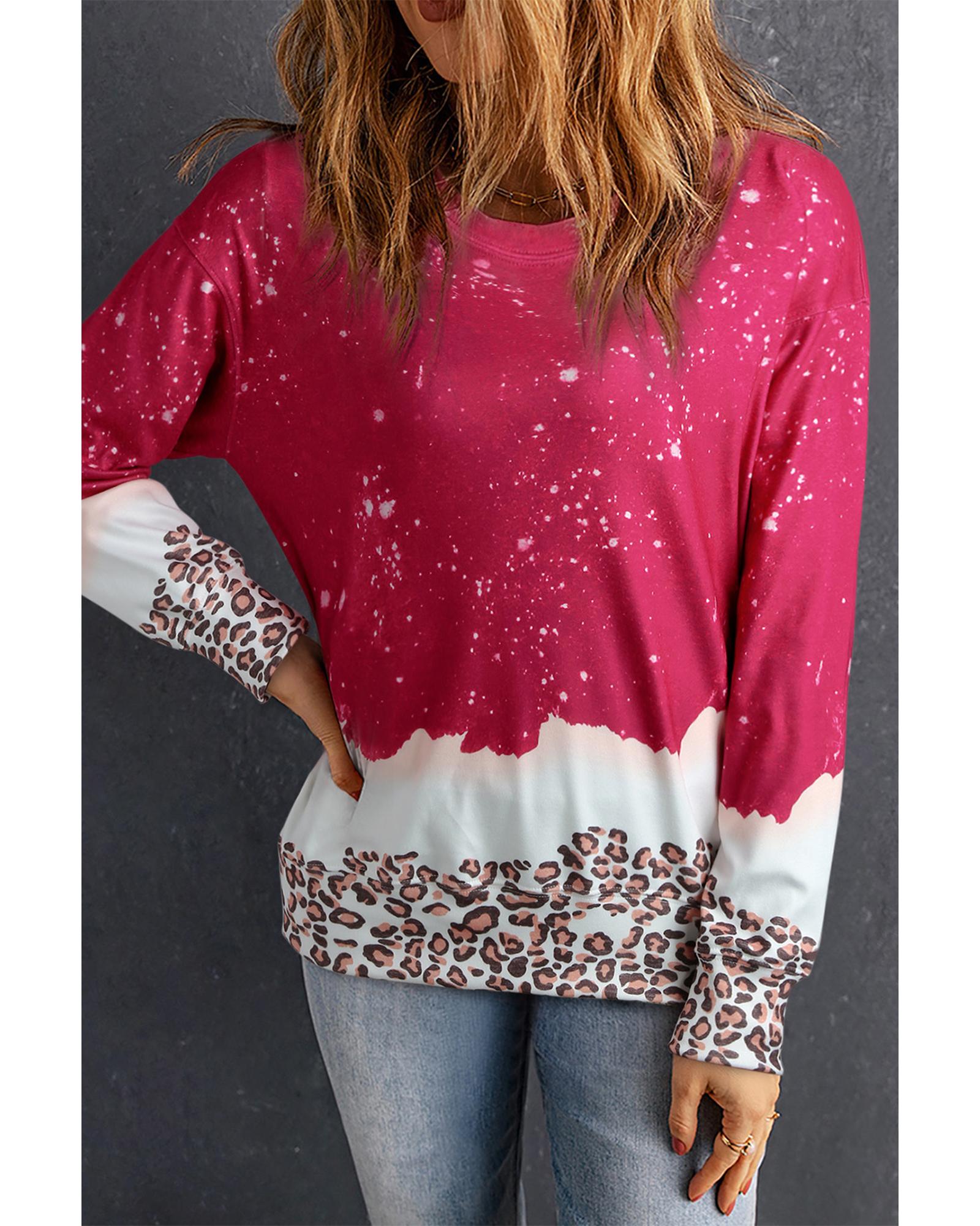 

Azura Exchange Leopard Bleached Pullover Sweatshirt S червоний