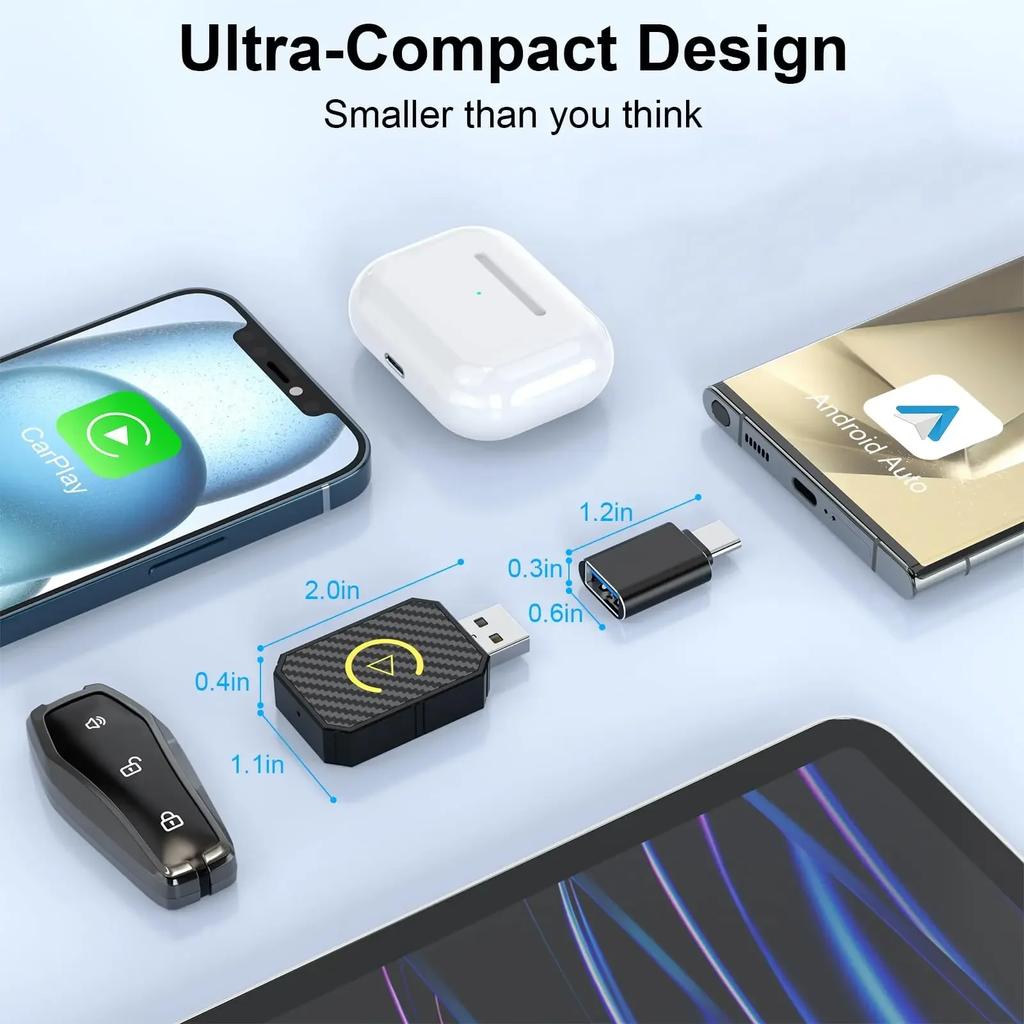 מתאם 2 ב-1 חדש אלחוטי CarPlay אנדרואיד אוטו דונגל USB קופסה מיני חכמה בלוטות' Wifi פלאג אנד פליי למערכת סטריאו לרכב OEM