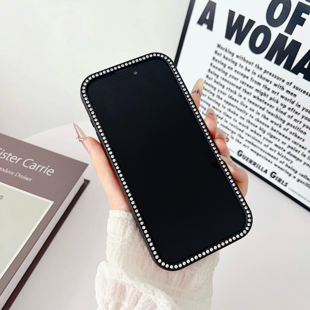 2-In-1 Double-sided Drill Mobile Phone Case Is Suitable for Apple 16PROMAX New 16 Simple 15 Large Holes with Diamonds 11/12