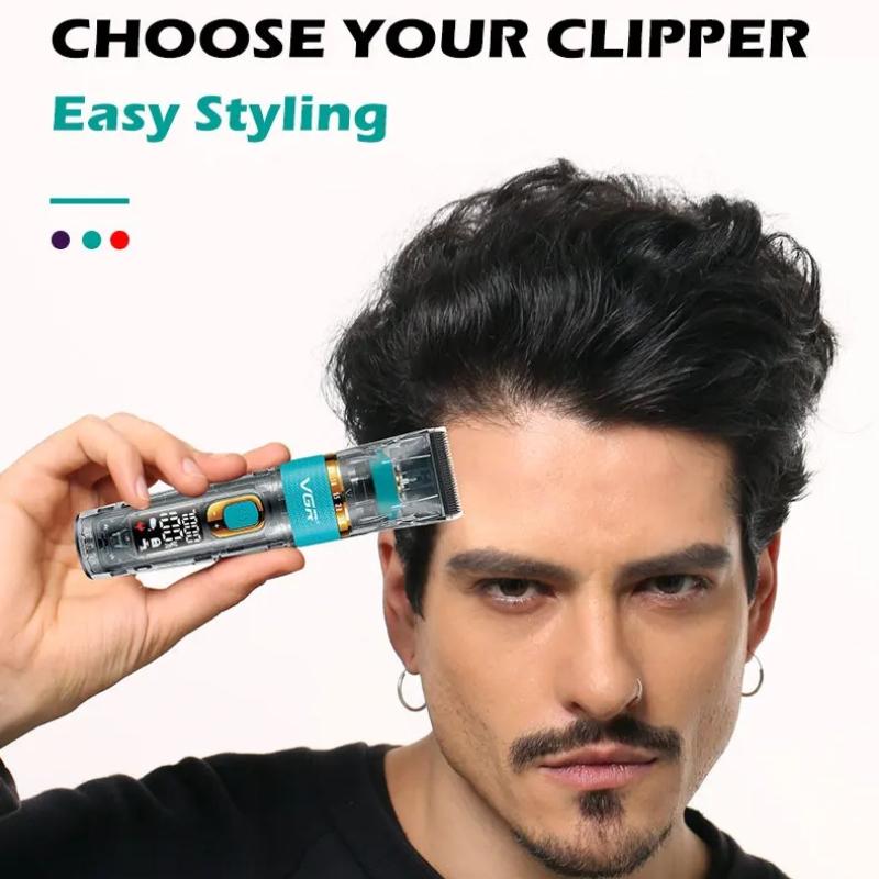New VGR V-695 Professional Transparent Body Hair Clipper Barber IPX7 Waterproof Hair Cutting Machine Haircut Oil Head Clipper Home Beard Shaver
