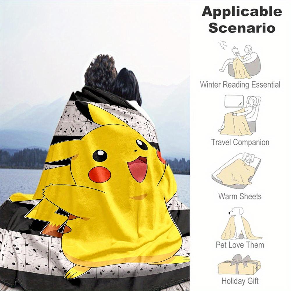 1ks Flanelová deka s motivem Pikachu, měkká, teplá, lehká přikrývka pro všechna roční období, na kempování, cestování, postel, dárek k Vánocům
