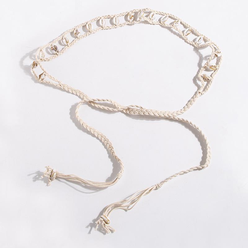 

Bohemian Belt Ethnic Style Belt Imitation Shell Waist Rope Women s Belt Braided Leisure Vacation Style Waist Rope