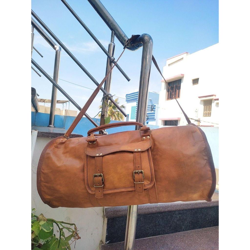 Ručně vyráběné cestovní ŽENY pravá vintage kozí kůže hnědá přes noc 24