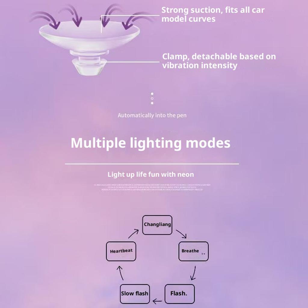 Solar Power Heart Shape C-Pillar Lamp Multi-Purpose Car Interior Decoration Lamp Automotive Atmosphere Love Light Car Accessory