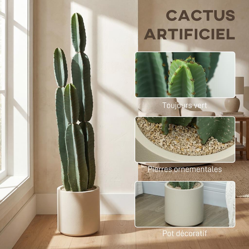 Artificial Cactus, 111 cm, Potted Plant, Green