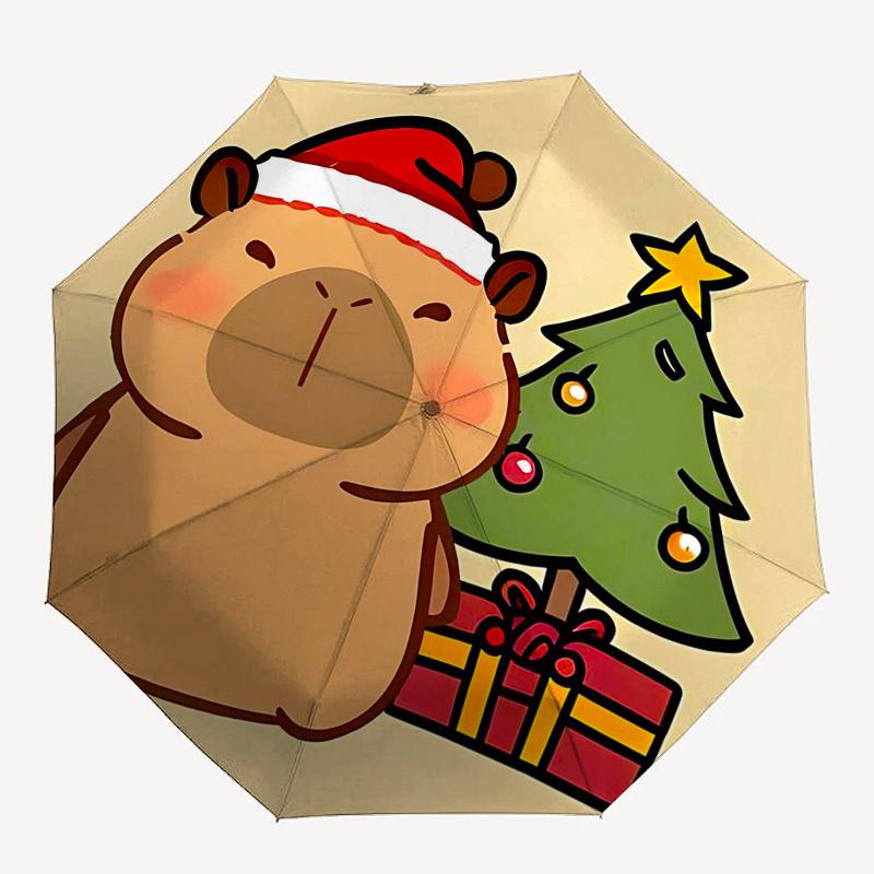 Reiseregenschirm mit Capybara-Motiv - 8 Rippen, Automatisches Öffnen und Schließen, Tragbares faltbares Design, Kompakter und stilvoller Schirm für unterwegs