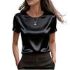 Tops de Primavera para Mujer Camisas de Verano para Mujer Blusa de Satén de Manga Corta Tops de Verano para Mujer Ropa Elegante Casual para Oficina