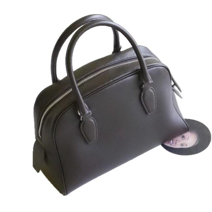 2026 New Genuine Leather Women's Bag Top Layer Cowhide Pillow Bowling Hand-held Single Shoulder Diagonal Cross Cross-border