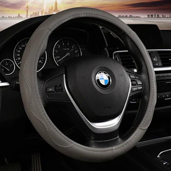 DERMAY Black Car Sport Steering Wheel Cover Leather Auto Steering Covers Universal 37-38cm Wheel Covers Car Inter Accessories