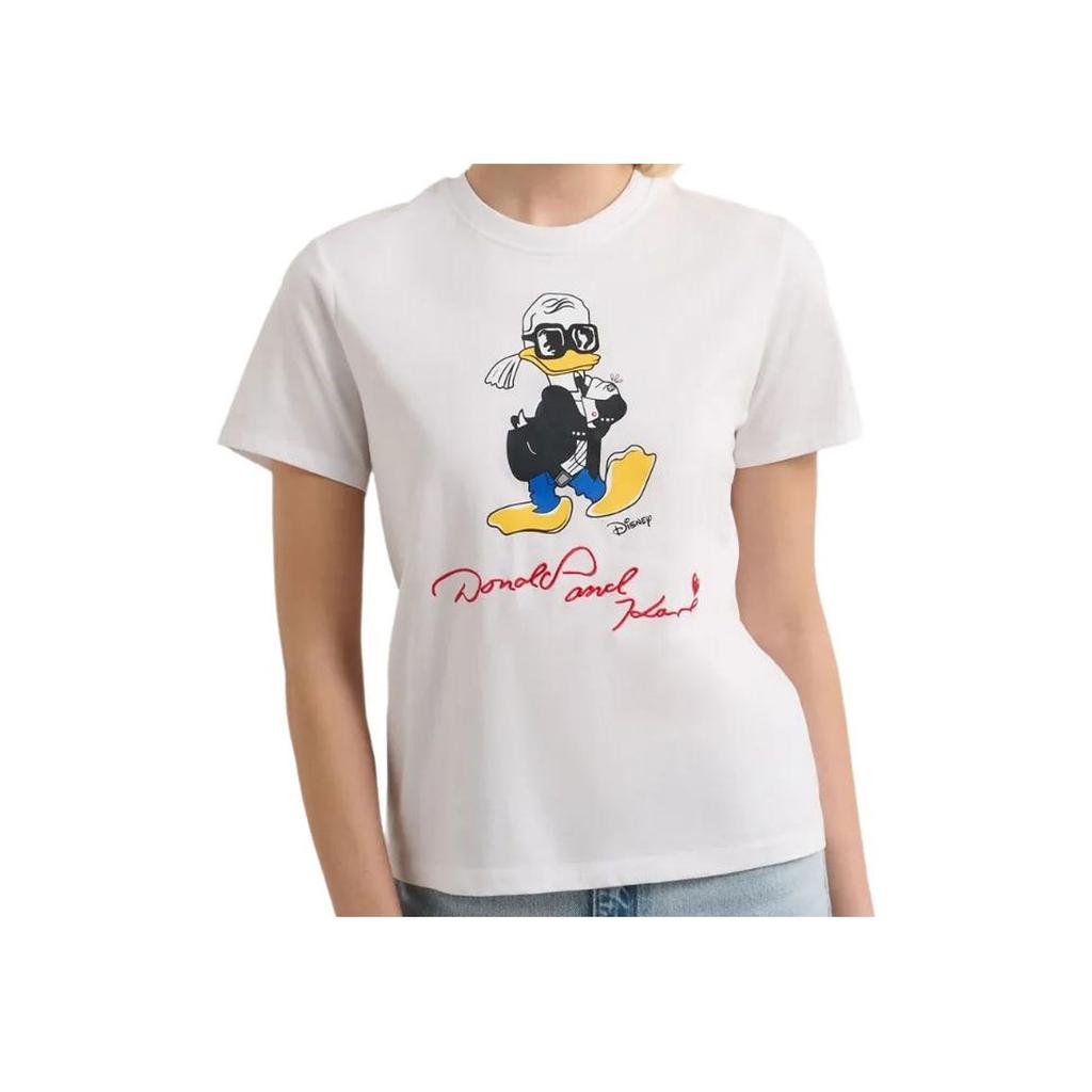 Karl Lagerfeld × Disney Elegant Date Party Light Luxury Graphic Printed T-Shirt Women tops White A3W17090100