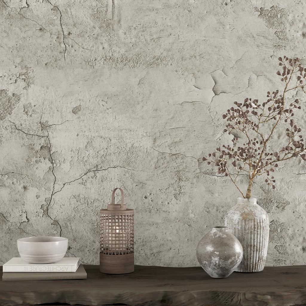 VEELIKE Remake Removable Concrete Kitchen Wall Easy DIY Interior Suitable for Sliding Kitchen and Fusuma 40x300cm Sheet, Gray, Wallpaper, Wallpaper,