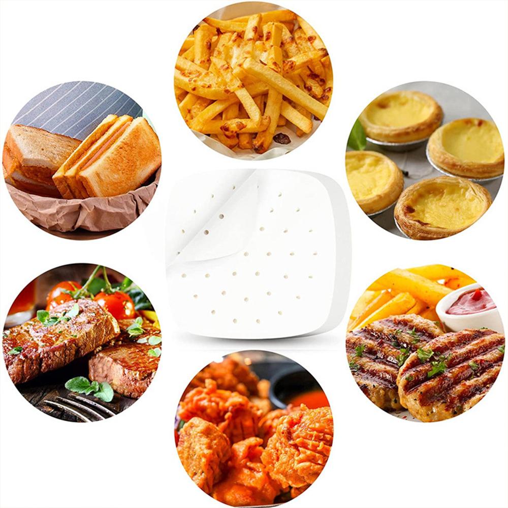 200PCS Air Fryer Parchment Paper Food Grade Oil Absorbent Paper Liners Non-Stick Disposable Kitchen Round Baking Paper 20cm