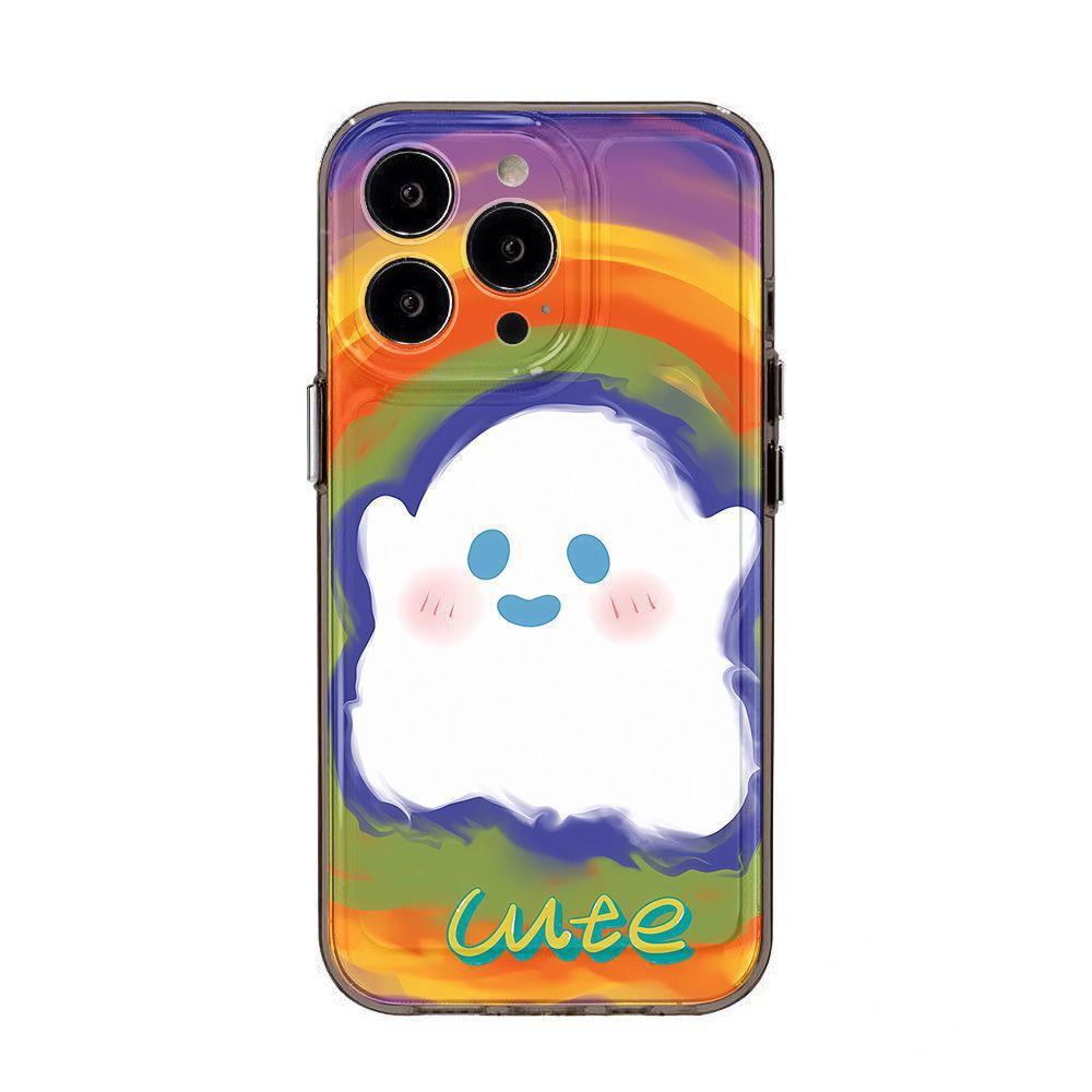 Color graffiti ghost is suitable for iPhone16 Pro mobile phone case Apple 14 transparent 12/13 fine hole 11 generation