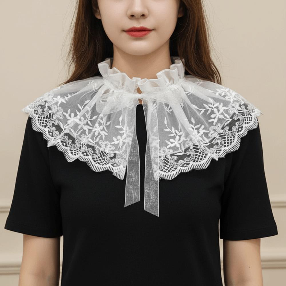 Cape Embroidered Lace Fake Collar Small high collar Double-layer Small Shawl Blouse Shoulders Decoration Wraps Doll Lapel Female