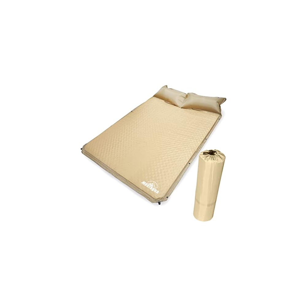 

Montagna Camping Mat, Double, Outdoor, 3.5cm Thick, Camping Air Mat with Pillow, Self-Inflating, for Car Camping, Emergency Use, Thick, Wide Size, 2-P