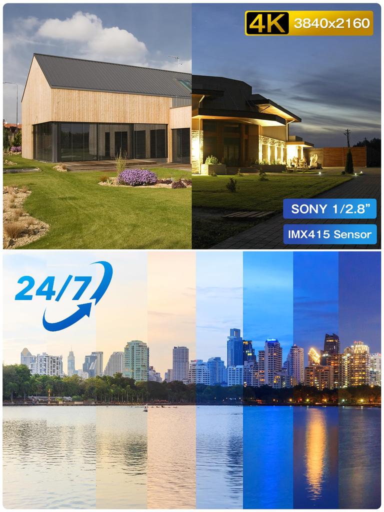 Optical Ctronics Sicherheitskamera Außen 8 Megapixel 5G KI-Erkennung Erkennung Automatische Verfolgung Fernbedienung Intelligente Nachtsicht Ausgestattet mit Rot