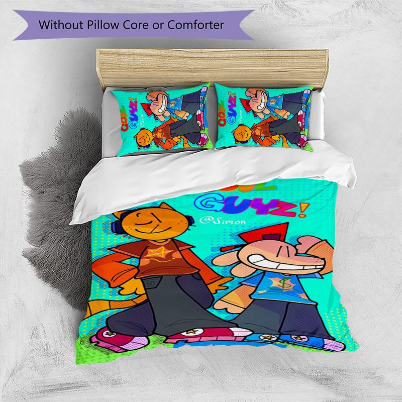 Dog Man 3pcs Bedding Set Duvet Cover Closure Includes 1 Duvet Cover & 2 Pillowcases for All Seasons Bedroom Home Dorm Decor