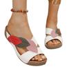 Large Size Cross Strap Sandals, Summer New Style, Wedge Heel Thick Soled Slippers, Women's Beach Color Blocked Fish Mouth Women's Shoes