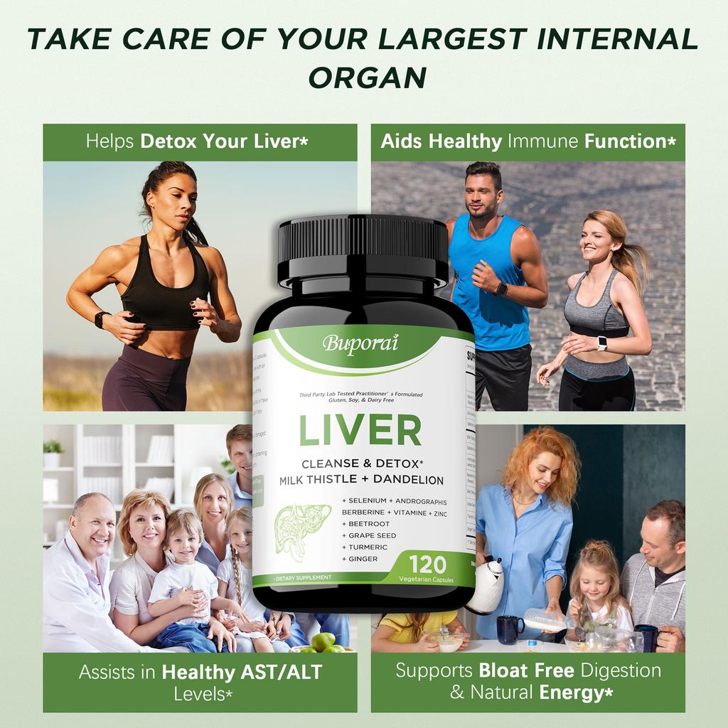 Milk Thistle and Dandelion Root Complex Capsules, Natural Plant Extracts, Aids Daily Metabolism, Dietary Supplement, Suitable for Adults.