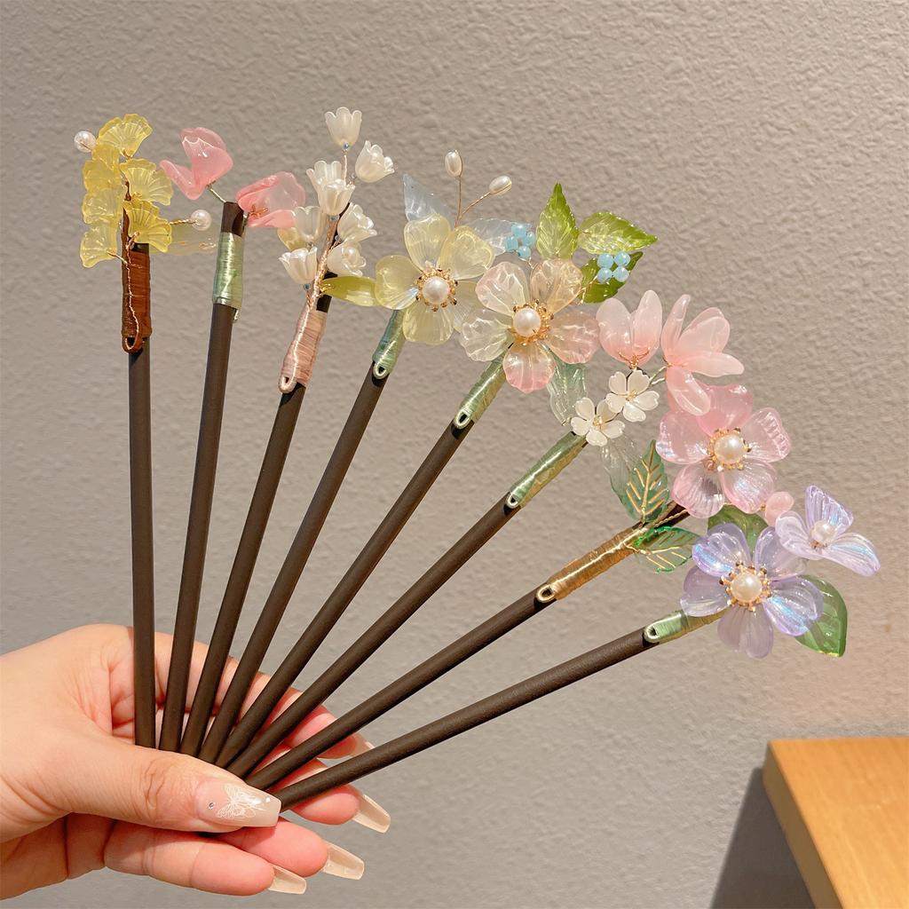 Wooden New Chinese Style Hairpin Women's Ancient Style Horse Face Skirt Accessories High-End Hanfu Step Rocking Women Hair Stick
