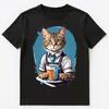 Cute Barista Cat Serving Coffee On A Tray Graphic Design Unisex T-Shirt