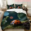 Pillowcase Quilt Cover Three-Piece Set, Fresh Moss Ladybug Pattern, Skin-Friendly And Breathable, Machine Washable