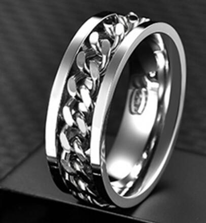 

Maxmoon Cool Stainless Steel Rotatable Men Ring High Quality Spinner Chain Punk Women Jewelry for Party Gift 6