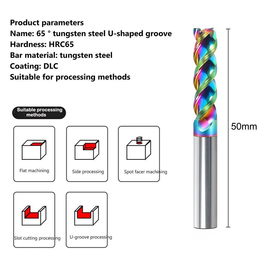 HRC65 Metal Milling U-groove CNC Carving Bit Special CNC 3 Flute End Mill
