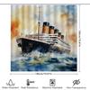 Dekorativer Duschvorhang Titanic Schiff Design Für Badezimmer Dekoration Wasserdichtes Gewebe Mit Hakenringen (Blau Weiss)