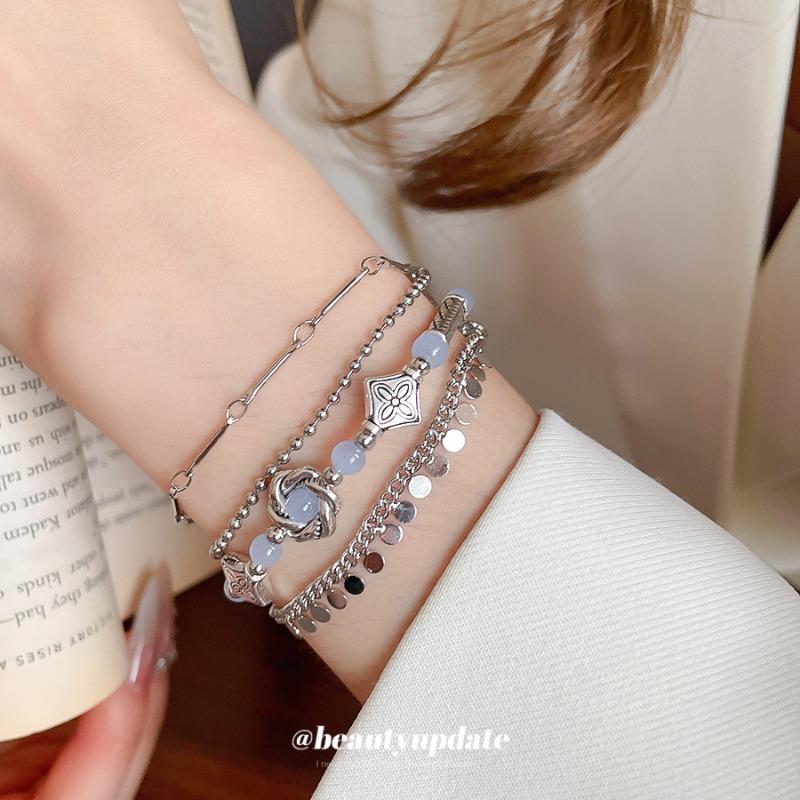 Retro vortex geometric round crystal multi-layer bracelet fashion cold wind bracelet personality niche design sense jewelry