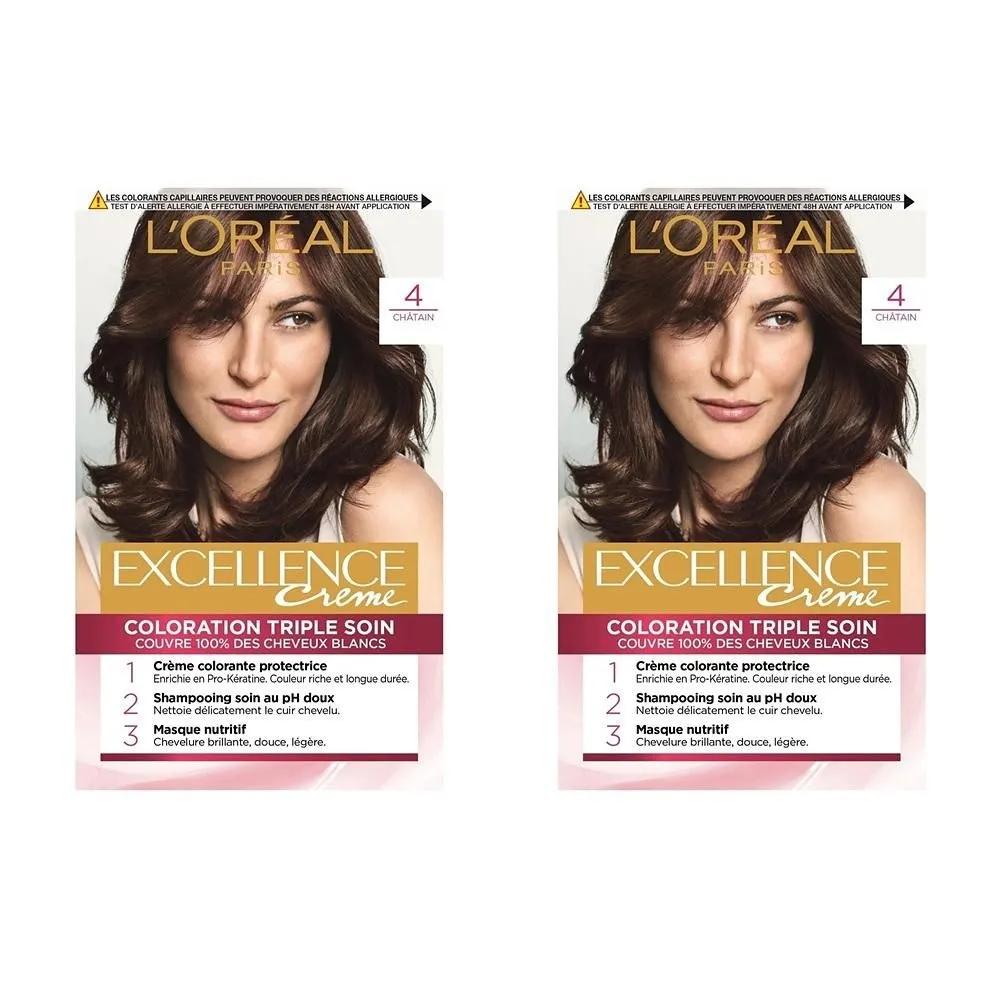 L Oréal Excellence Крем-краска для волос 2 упаковки 4 Каштановый Цвет 4 Каштановый EXCELLENCE