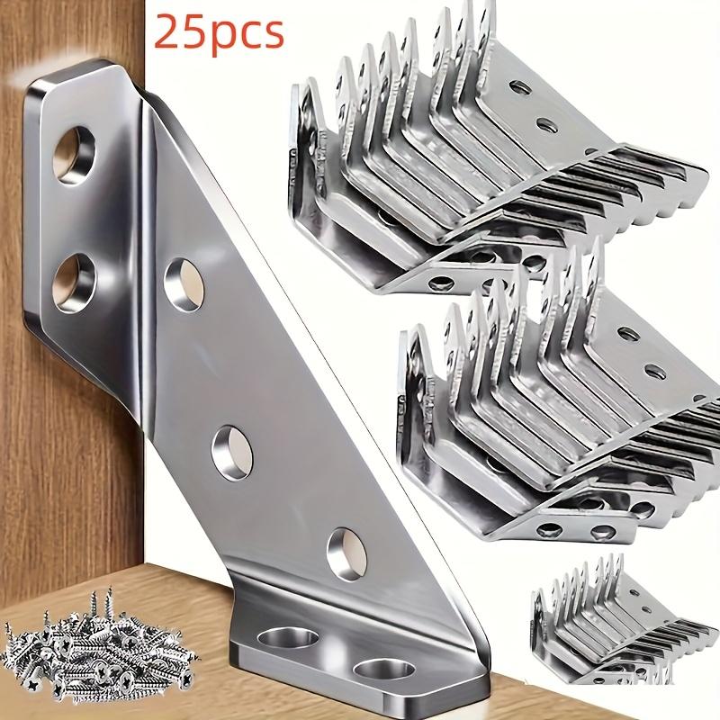 

25 шт. Сверхпрочные угловые кронштейны из нержавеющей стали с винтами - Угловая опора 90°, Угловые аксессуары для усиления шкафа