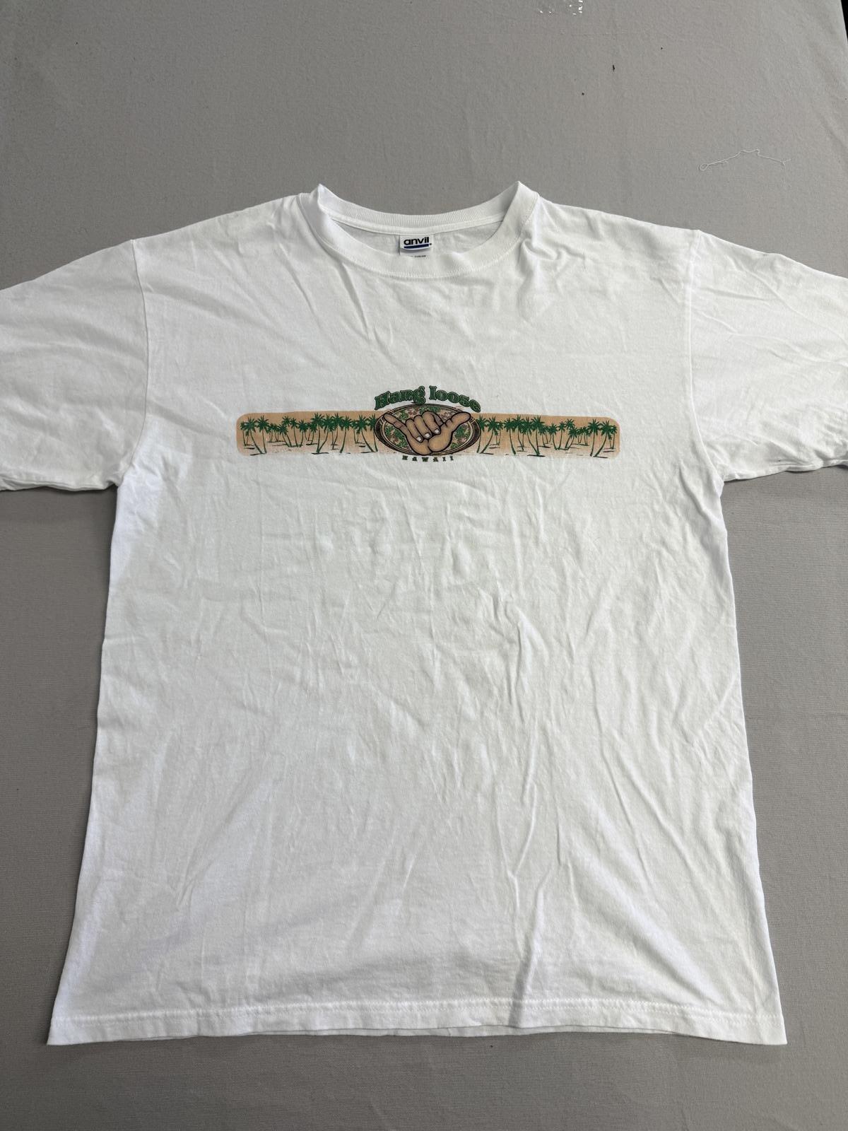 Y2K Hang Loose Surf T-shirt Shaka Palm Tree Front Hit - L L