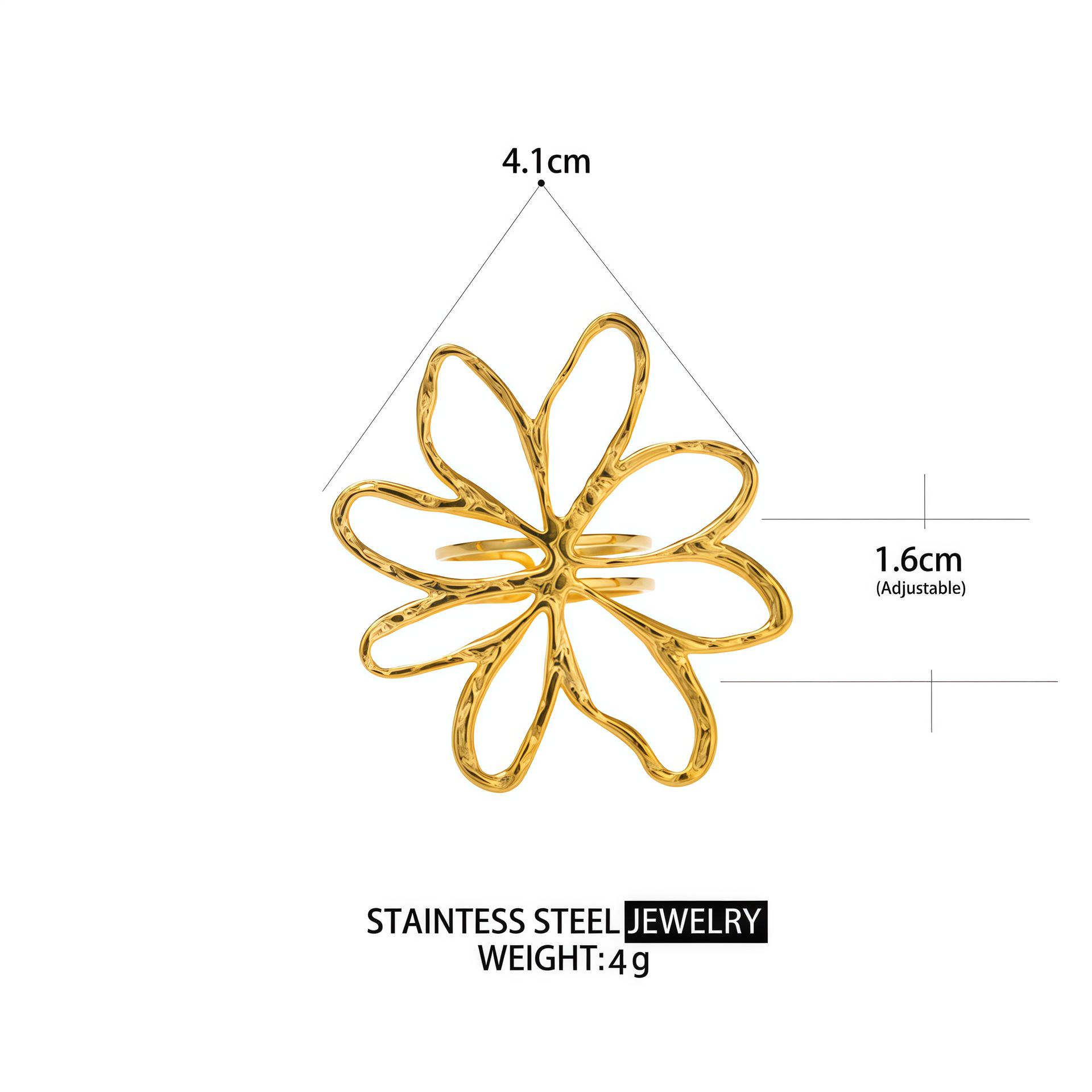 18K Gold-Plated Women s Adjustable Leaf Ring, Stainless Steel, Durable & Fade-Resistant Stainless Steel Leaf Design