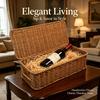 Handwoven Imitation Rattan Wine Basket with Lid Rustic Farmhouse Storage Box for Home Hotel Kitchen Bar Decor Wine Gift Basket