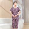 Grandma's Summer Cotton Silk Set: Women's Middle-Aged Short Sleeve Cardigan Two-Piece for 70-Year-Old Moms