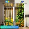 2pcs Sunflower Printed Curtain for Home Decor - Rod Pocket Window Treatment for Bedroom, Office, Kitchen and  Living Room