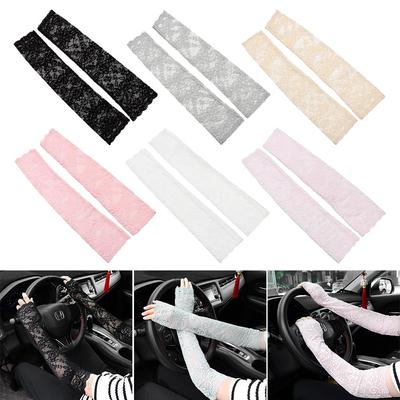 Fashion UV Protection Lace Arm Cover Ice Arm Cuffs Arm Sleeve Mittens Fingerless Driving Gloves