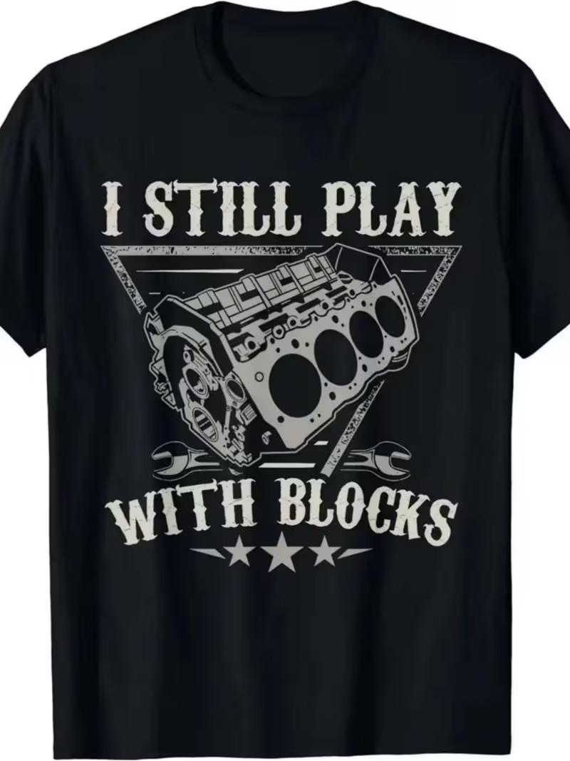 T-shirt Homme en Coton Noir, Impression Attrayante Je Joue Encore Avec S