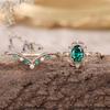 2Pcs/Set Fashion Rose Gold Color Rhinestone Zircon Rings For Women Green Crystal Rings Wedding Engagement Jewelry Gifts