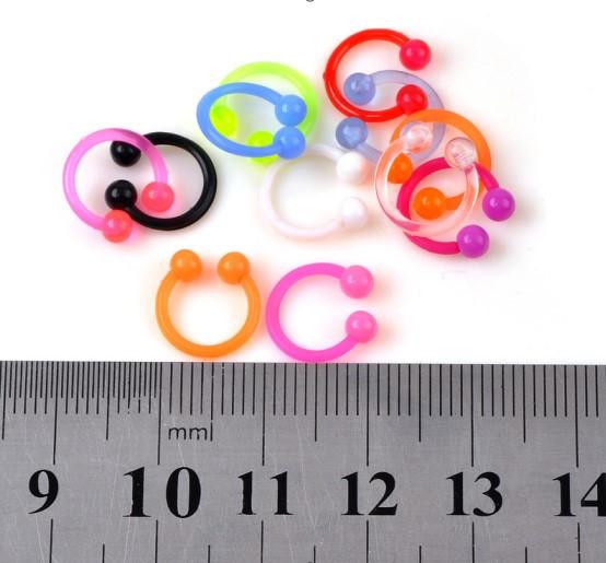 10Pcs Mixed Colorful Flexible Silicone Barbell Stud Tongue Ring Ball Bars Belly Navel Rings Stud Body Piercing Jewelry